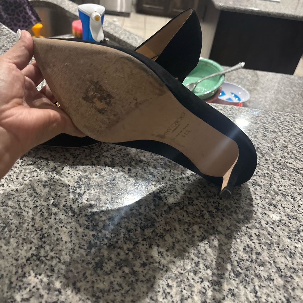 Jimmy Choo Black Heels with Gold Buckle - Picture 5 of 8
